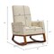 Costway Mid Century Retro Fabric Upholstered Rocking Chair Modern Armchair Beige\Gray
